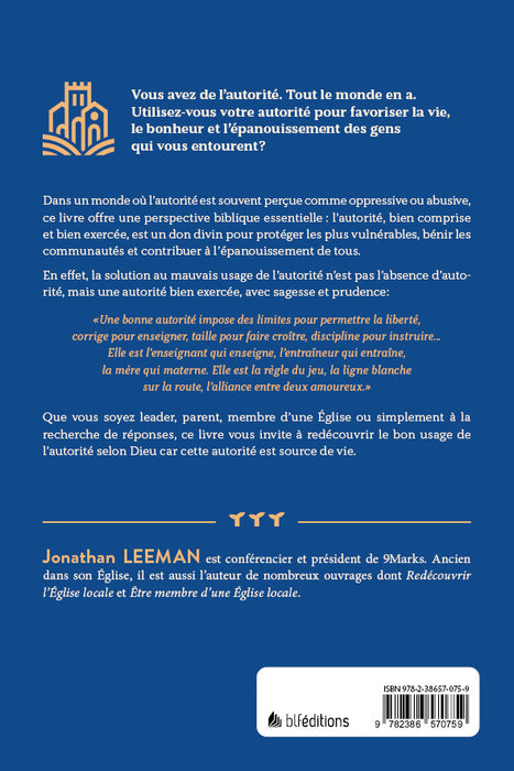 Autorité de Jonathan Leeman, autorité selon Dieu, couverture de dos