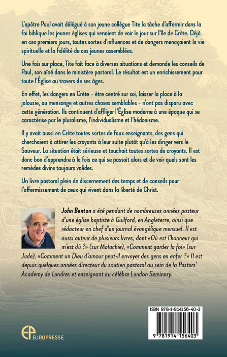 Je t'ai laissé en Crête de John Benton. Couverture arrière.