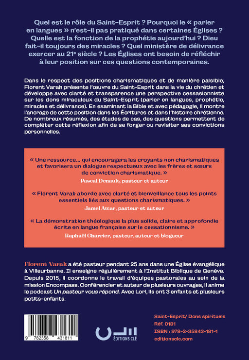 Saint-Esprit et dons spirituels de Florent Varak. Couverture arrière.